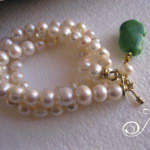 Green Turquoise and Pearl Bracelet