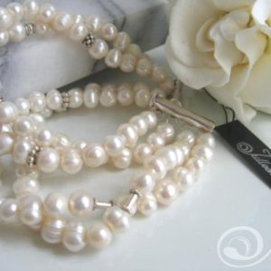 Gardenia White Pearl Cuff Bracelet